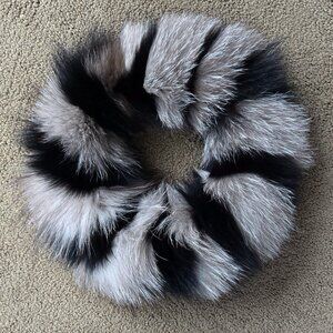 Black and Silver Fox Fur Headband